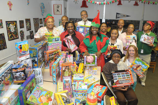 The group heads off to bring the toys and games to the children.