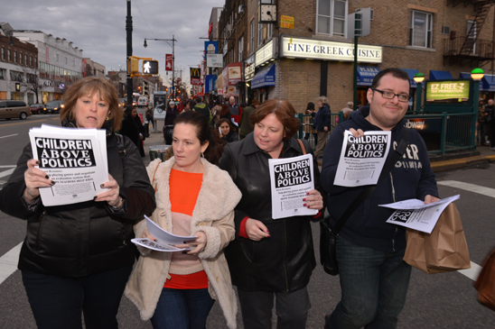 “Children Above Politics” day of action - PS 48 in Brooklyn. Doreen Crinigan, Karen Criscitiello, Patricia Scanlon, Thomas Pascarella of PS 48 in Brooklyn. (Miller Photography)