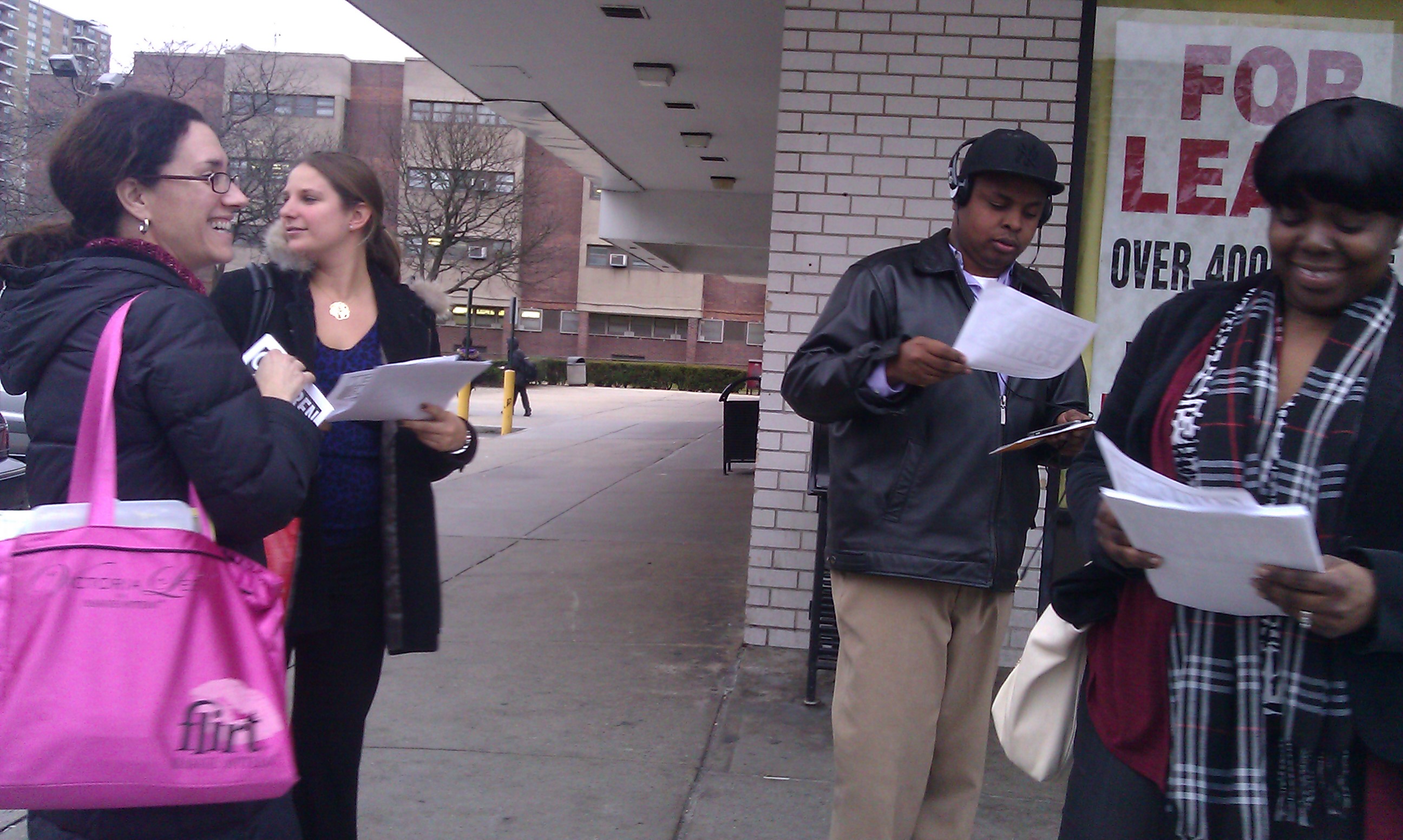 “Children Above Politics” Day of Action - PS 346, Brooklyn - 2 Meryl Lehrer, Hilary Goldberg, and Marcia Julian from PS 346 in Brooklyn handing out fliers at Starret City.