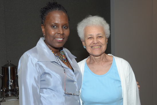 Five educators honored - 14 Laval-Friedman (left) with retired junior high school teacher Margaretta BoBo Goines. Goines taught at Manhattan's JHS 43. (Miller Photography)