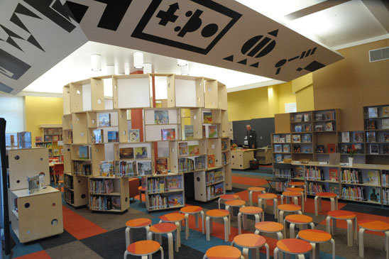 After only two years, the striking new library at PS 216 in Brooklyn is open onl