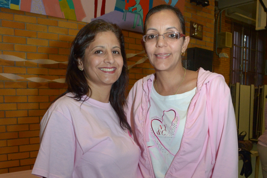 Go pink 2012: Raising awareness for Breast Cancer - PS 151Q - 2 Sandra Electra Rodriguez, the chapter leader at PS 151 and Evelyn Negron, the chapter leader at PS 225, both in Queens. (Miller Photography)