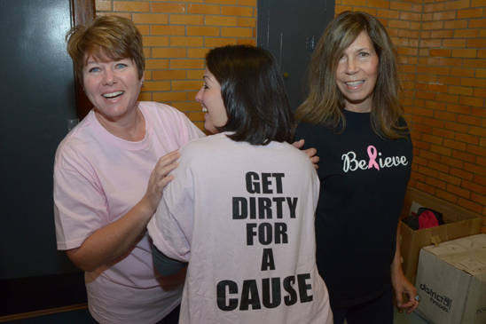 Go pink 2012: Raising awareness for Breast Cancer - PS 151 Queens - 4 Patricia Hoffman Brady, Ali Traegler, and Eva Banham Riolo at PS 151, Queens (Miller Photography)