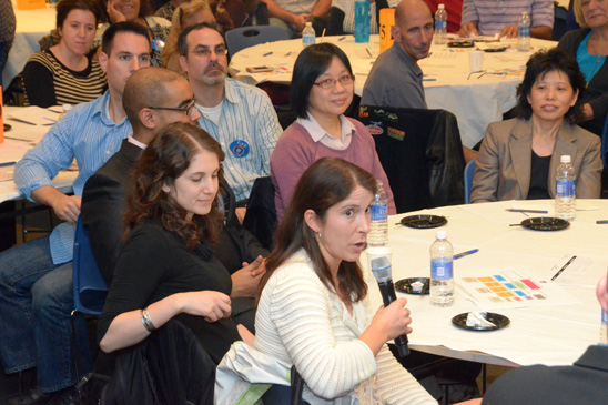 ESL teacher Teresa Devore of Lower East Side Preparatory HS asks a question. ESL teacher Teresa Devore of Lower East Side Preparatory HS asks a question. (Miller Photography)