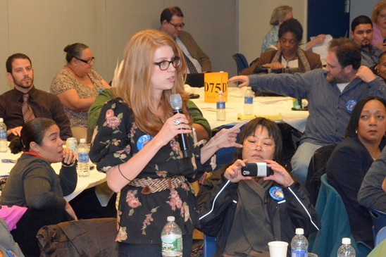 Laura Schenke of P12, the Lewis and Clark School in the Bronx, talks about alternate assessments and excessive paperwork. Laura Schenke of P12, the Lewis and Clark School in the Bronx, talks about alternate assessments and excessive paperwork. (Miller Photography)