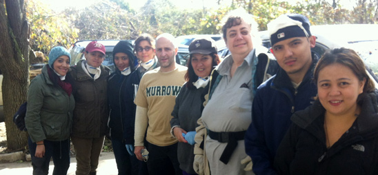 Anne Goldman, UFT Federation of Nurses special representative (in cap, center) a