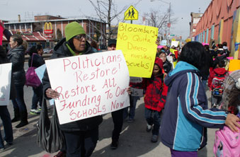 Demonstrators take their message to the public.