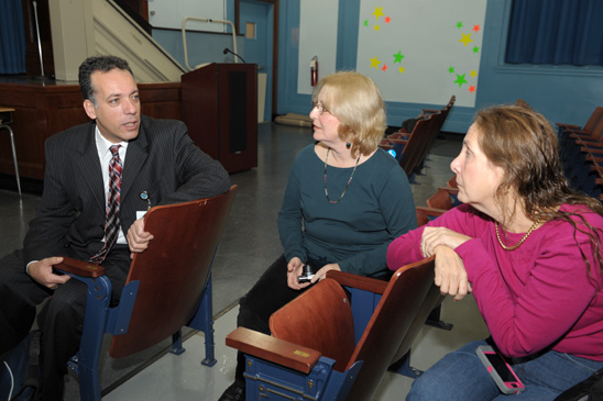 Special Representative Washington Sanchez with Resource Room teachers Sharon Stanley (center) and Debbi Brumer. Special Representative Washington Sanchez with Resource Room teachers Sharon Stanley (center) and Debbi Brumer. (Miller Photography)
