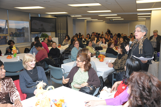 Queens Borough Rep Rona Freiser addresses the group (Miller Photography)