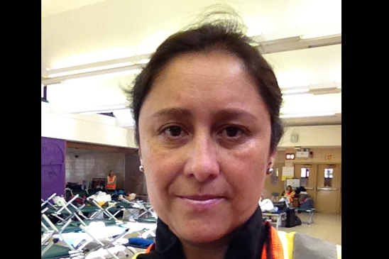 Adriana O'Hagan, Chapter Leader at KAPPA V - MS 518, volunteering at Tottenville HIgh School. Adriana O'Hagan, the chapter leader at KAPPA V - MS 518, volunteers at the hurricane shelter in Tottenville HS on Staten Island.