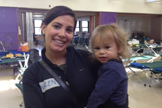 Lauren Russo PS 100 Brooklyn at Tottenville HS Lauren Russo of PS 100 in Brooklyn participates in the relief effort at Tottenville HS, which gave shelter to hurricane evacuees.