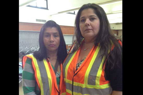 Carmen Mottola of PS 37 Staten Island with Maria Pirozzi Tottenville HS, which gave shelter to hurricane evacuees.