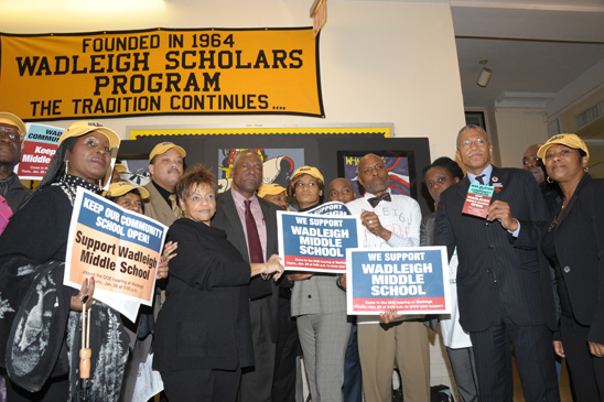 Politicians and members of the Mid-Manhattan Branch of the NAACP pose for a photograph before entering the hearing. Politicians and members of the Mid-Manhattan Branch of the NAACP pose for a photograph before entering the hearing. (Miller Photography)