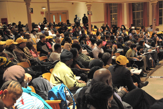 The school’s auditorium was packed with members of the Wadleigh community and their supporters, all with a clear message: “Save Wadleigh Middle School!” The school’s auditorium was packed with members of the Wadleigh community and their supporters, all with a clear message: “Save Wadleigh Middle School!” (Miller Photography)