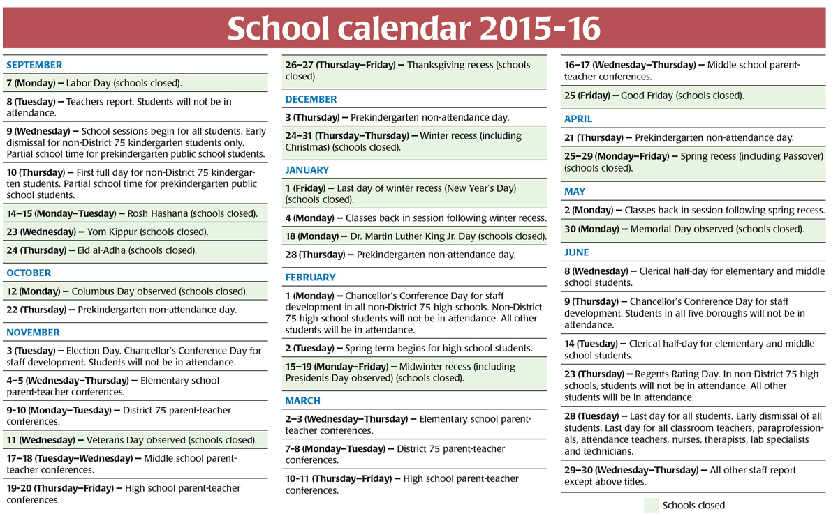 nyc doe calendar