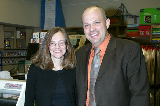 Mulgrew with Chapter Leader Elaine Arnold after telling members she was doing a great job.