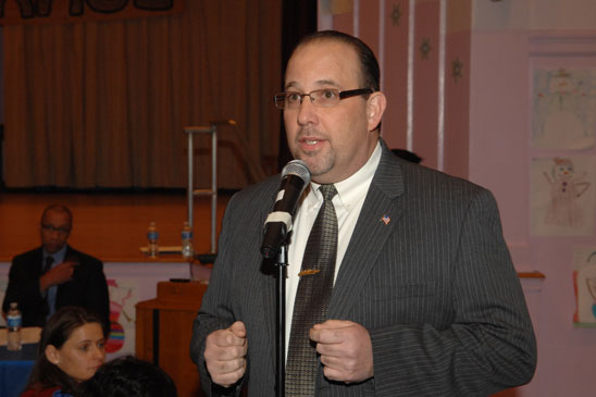 Queens Panel for Educational Policy member Dmytro Fedkowsky speaks. Queens Panel for Educational Policy member Dmytro Fedkowsky speaks. (Miller Photography)