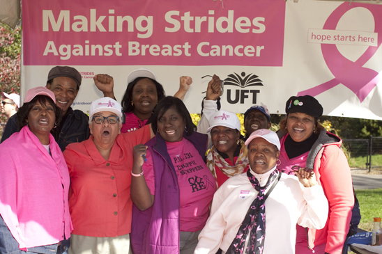 Members working the UFT booth at the Making Strides walk in Brooklyn. Members working the UFT booth at the Making Strides walk in Brooklyn. (Dave Sanders)