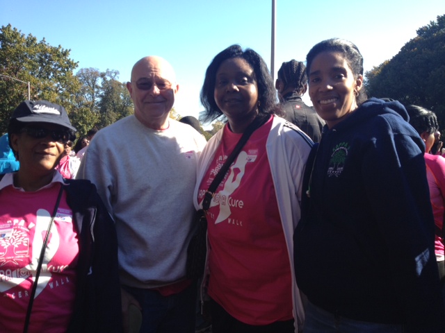 Linda Pearson, librarian; Thomas Mullin, assistant principal; Michele Moncrieffe and Karyl Franklin of Kappa V walk in Prospect Park.