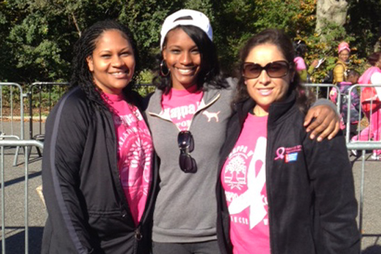 District 23 Representative Ualin Smith with her daughter and Adriana O'Hagan, chapter leader of KAPPA V, walk in Brooklyn.