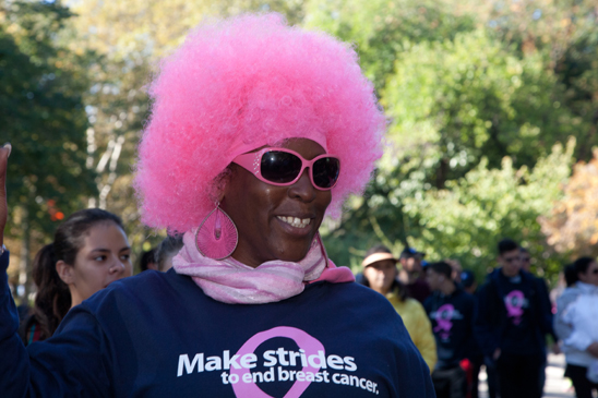A UFTer is in the pink in Central Park. A UFTer is in the pink in Central Park. (Pat Arnow)