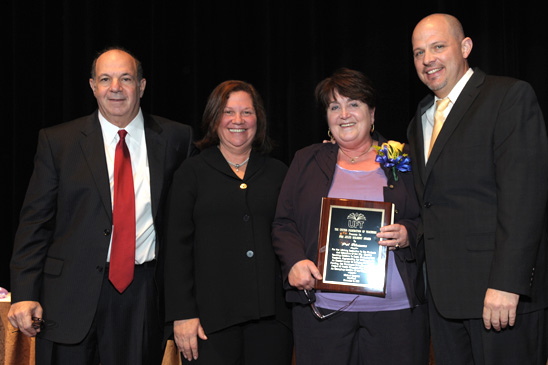 Jules Kolodny Award Jules Kolodny Award: Honoree Patricia Filomena (second from right), the UFT District 7 representative, with (from left) UFT Secretary Michael Mendel, Engler and Mulgrew. (Miller Photography)