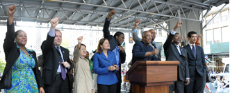City Council members show their support for educators.