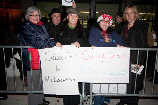 Waiting on line to enter the Dec. 14 PEP meeting in Queens.