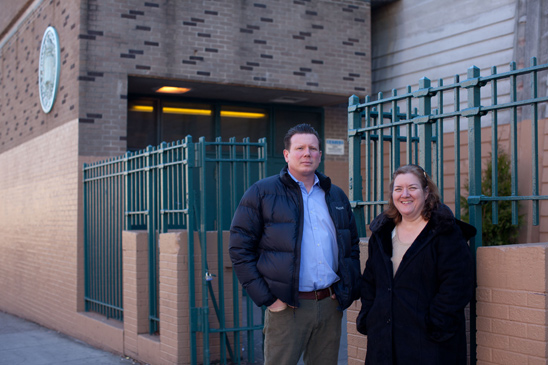 International Studies chapter leader Jeff Tripp and Global Studies chapter leader Clare Baley outside their shared Cobble Hill school building International Studies chapter leader Jeff Tripp and Global Studies chapter leader Clare Baley outside their shared Cobble Hill school building (Miller Photography)