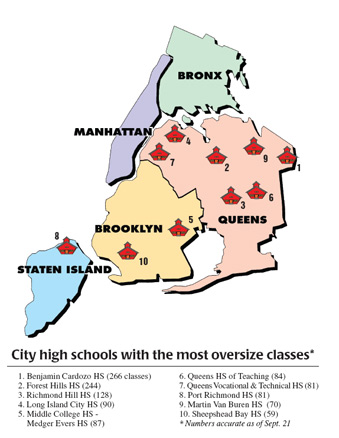 Union blasts city on rising class sizes - map - crop