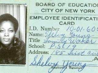 Young-Abrams’ first Board of Education ID card.