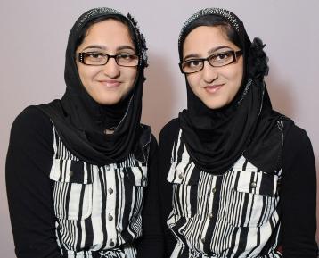 New Utrecht HS twins Rabia (left) and Rimsha Ansar not only look alike, they sha