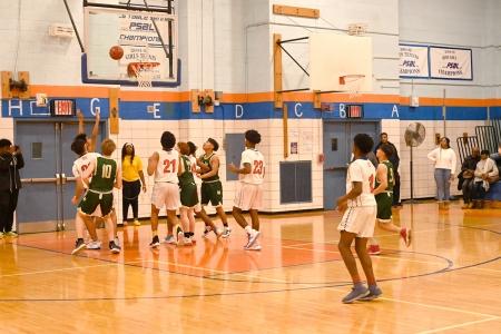Cardozo’s junior varsity (white jerseys) in action against New Dorp HS from Staten Island.