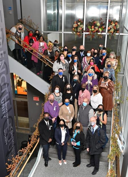Ely Trachtenberg Award winners from the Elementary School Division were recognized for their strong and vibrant chapters. right: Staff Director Anthony Harmon, the event’s master of ceremonies, welcomes members and their loved ones to the event.