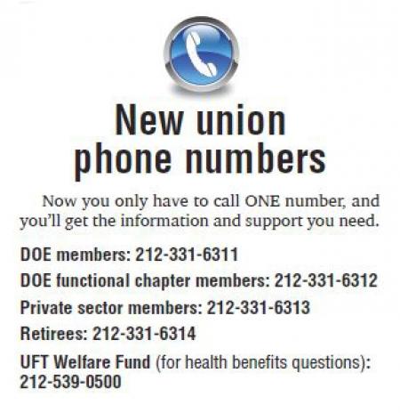 Union contact numbers