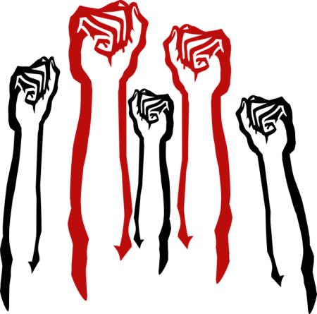 Hands held high, strong in solidarity