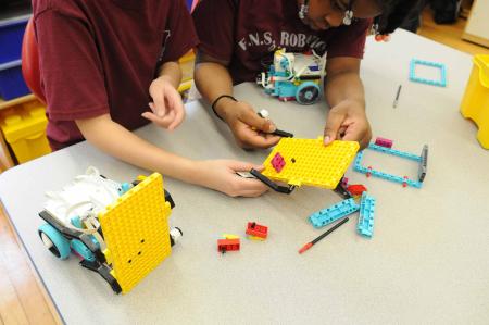 Putting together their robot