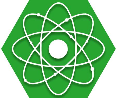 Green hexagon with symbol of atom representing UFT Science Committee