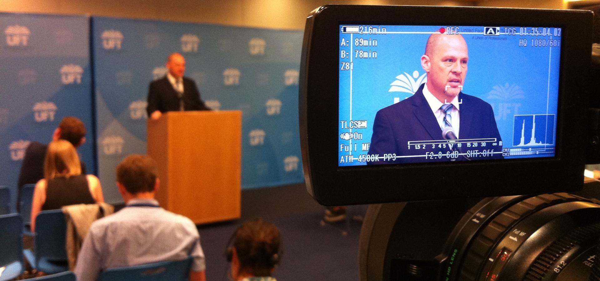 Mulgrew at UFT press conference on test scores