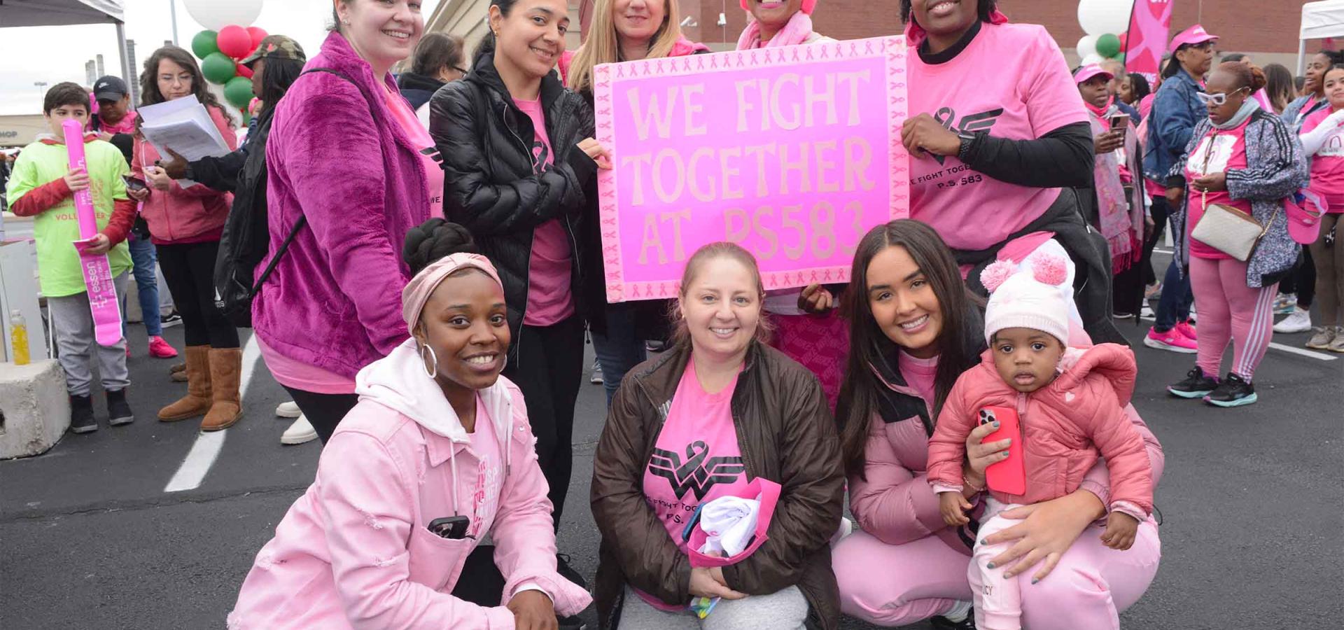 Group of people wearing pink