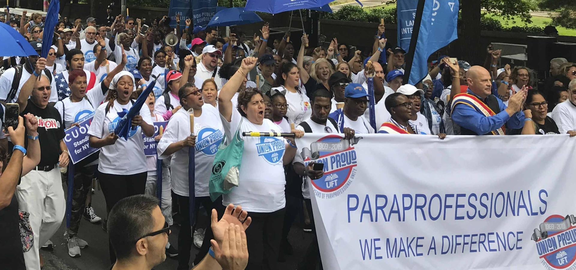 UFT members marching