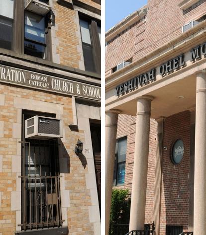 Nonpublic schools such as Transfiguration Catholic School (left) in Manhattan an
