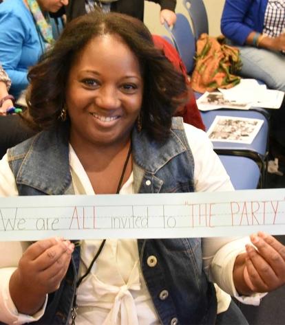  Cathy London of PS 40 in Jamaica, Queens, shares the headline she helped create