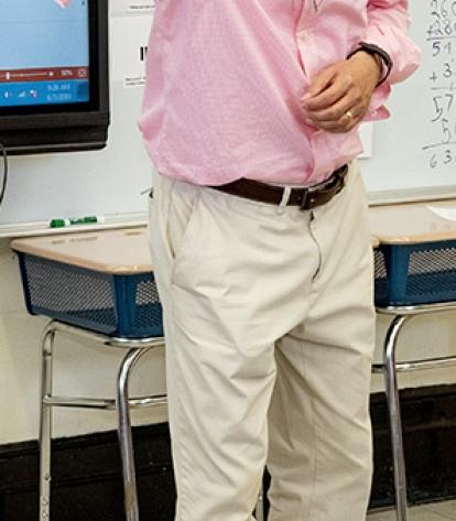 English as a new language teacher Aaron Eng-Achson welcomes students and familie