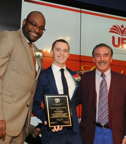 Sterling Roberson (left), the UFT vice president for career and technical educat