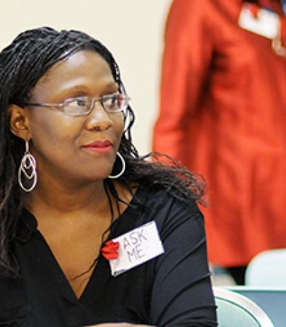 T. Elzora Cleveland sits in on a session during the UFT Manhattan Parent Confere
