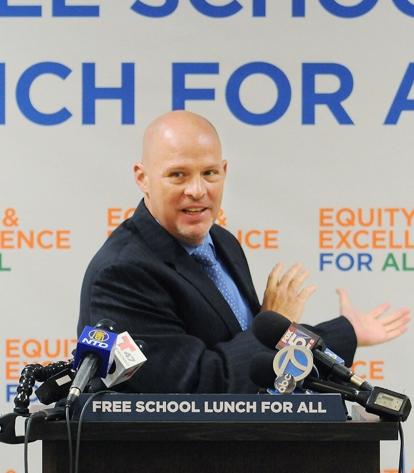 UFT President Michael Mulgrew discusses the universal free lunch program at a Se