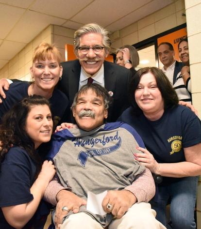 Newsman Geraldo Rivera (standing, center) and former Willowbrook State School re