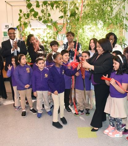 The ribbon-cutting ceremony marked the successful first year of the hydroponics 