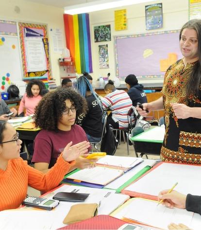 William Green engages with his AP chemistry students.